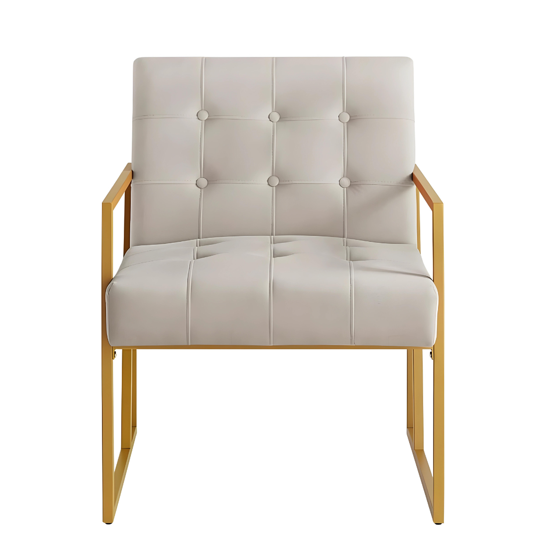 Eric Designer Golden Metal Chair with White Cushion