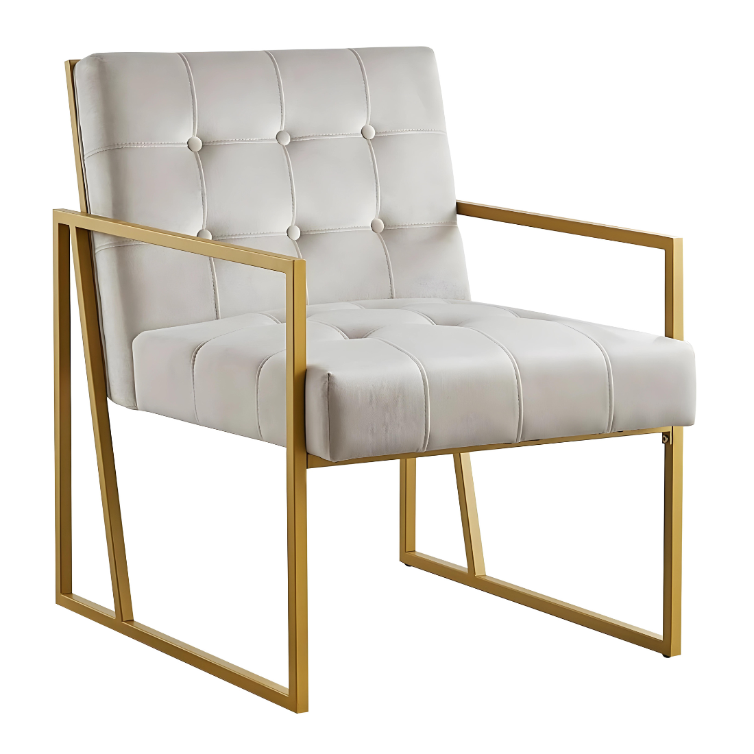 Eric Designer Golden Metal Chair with White Cushion