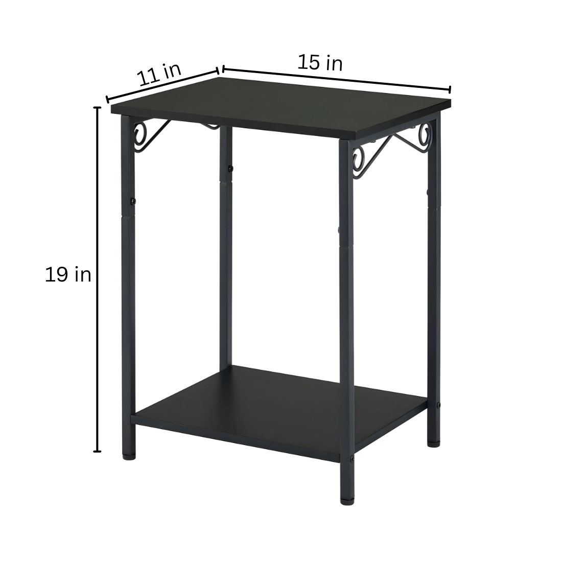 Designer Metal Side Table in Black Finish and Powder Coating with Wooden Top