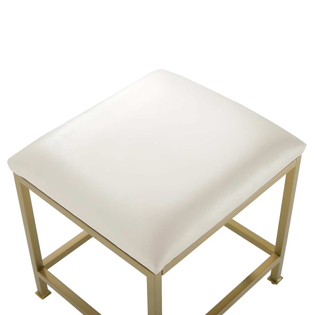 Remi Designer Golden Ottoman Metal Stool with White Cushion