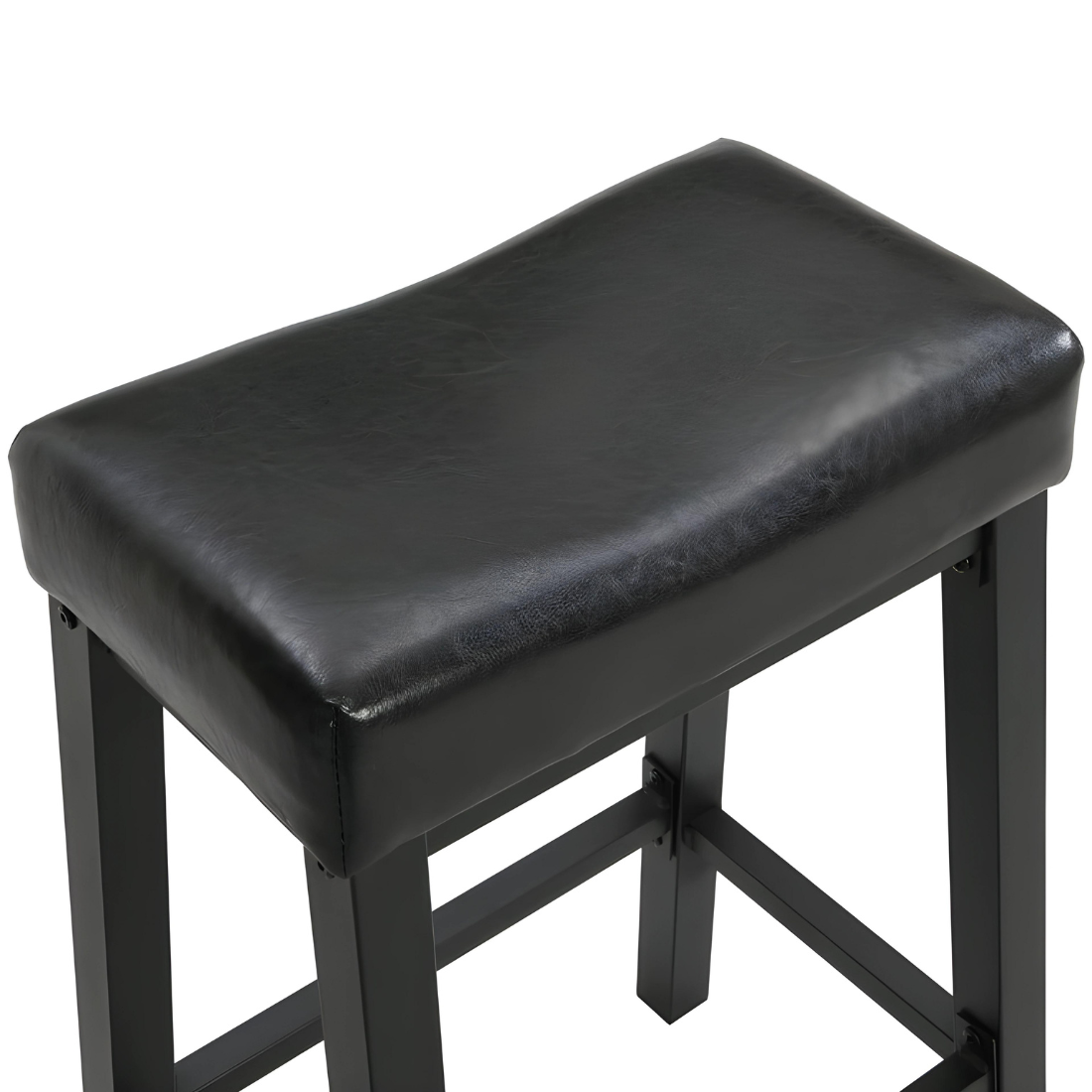 Berli Designer Black Ottoman Metal Stool with Black Cushion