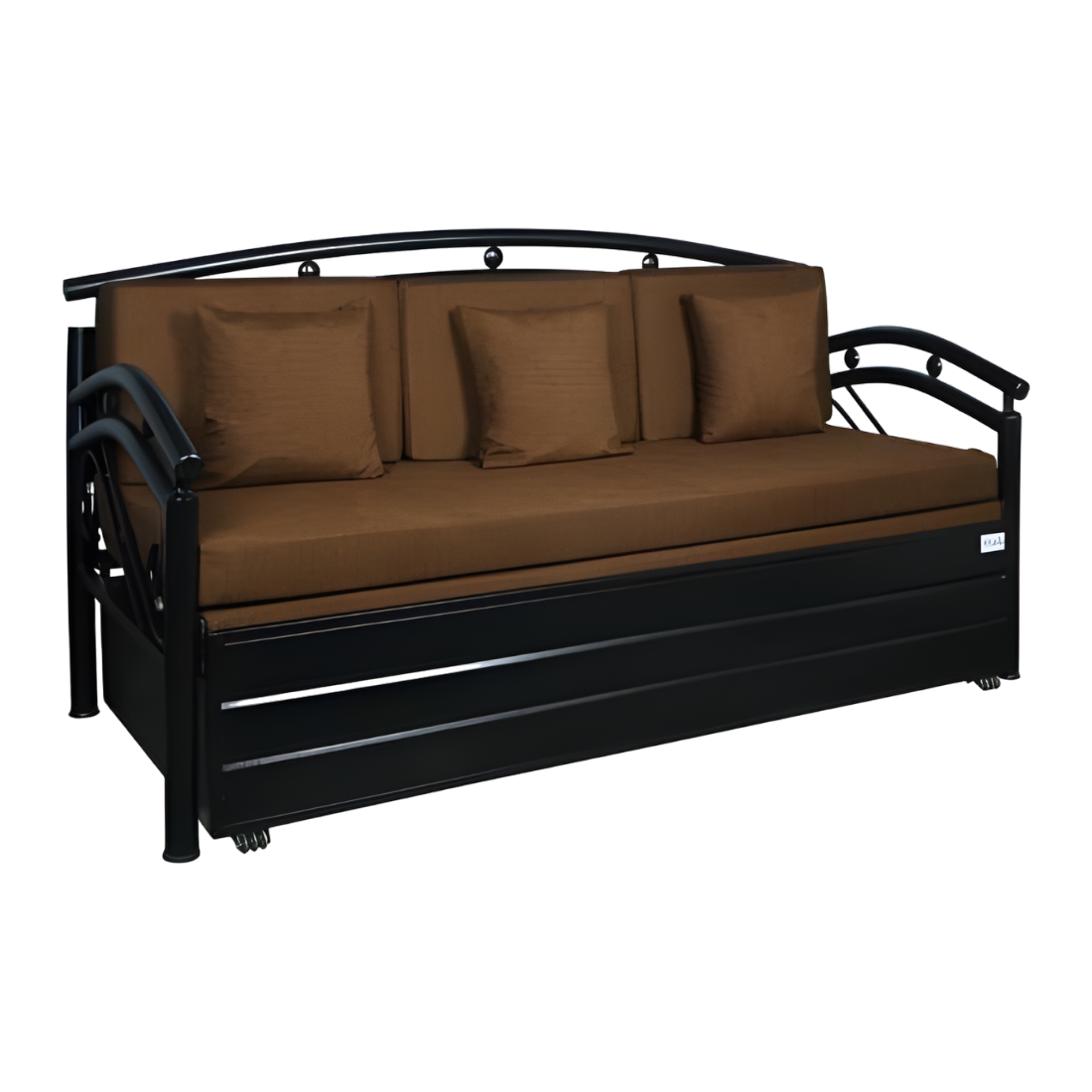 Black Flyer Hydraulic Storage Metal Sofa Cum Bed with Mattress & Pillow (Color - Brown)