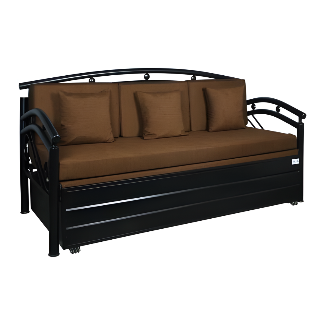Black Flyer Hydraulic Storage Metal Sofa Cum Bed with Mattress & Pillow (Color - Brown)