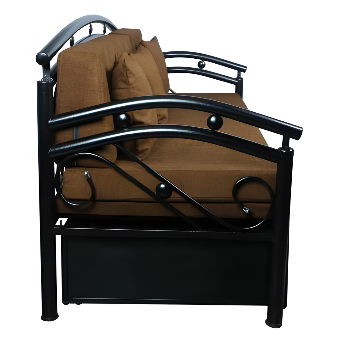 Black Flyer Hydraulic Storage Metal Sofa Cum Bed with Mattress & Pillow (Color - Brown)