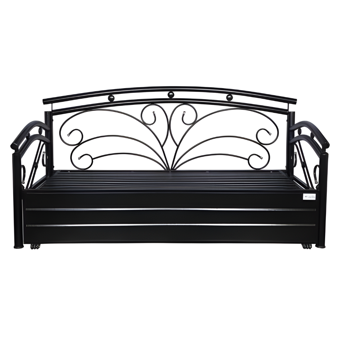 Black Flyer Hydraulic Storage Metal Sofa Cum Bed with Mattress & Pillow (Color - Brown)