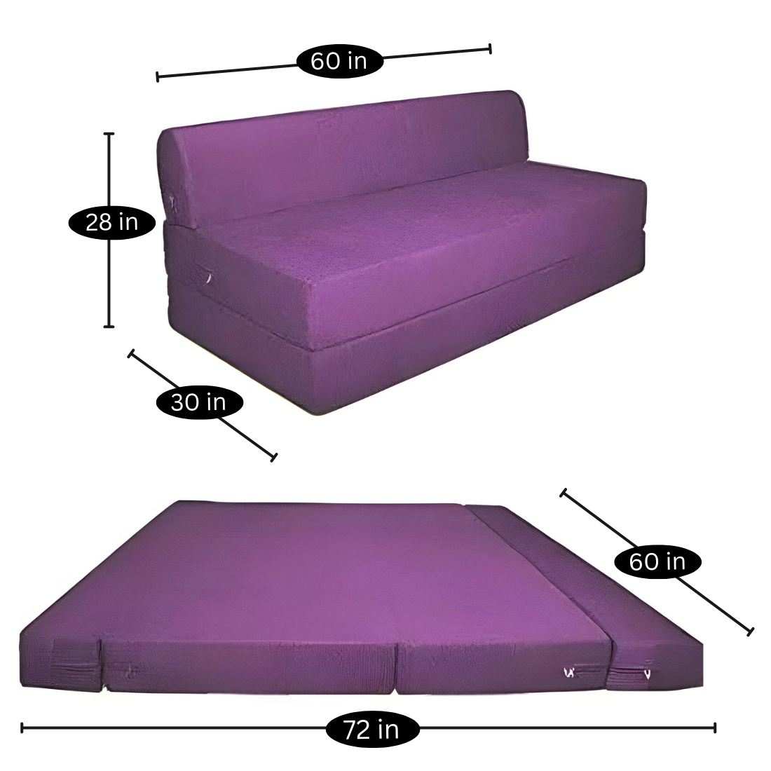 Celia Purple Foldable Mattress Sofa Bed
