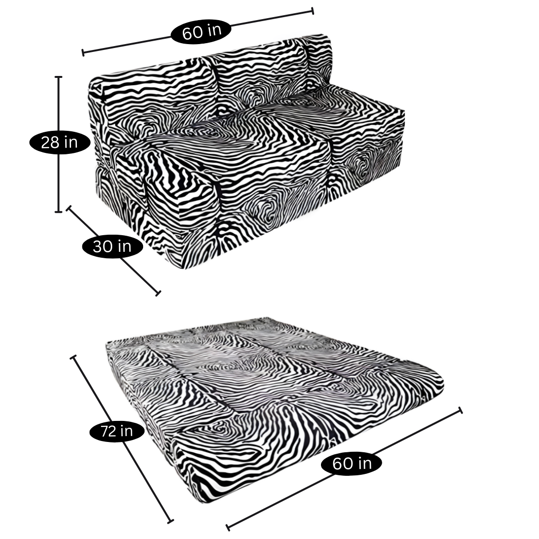 Ezra Multi Color Foldable Mattress Sofa Bed