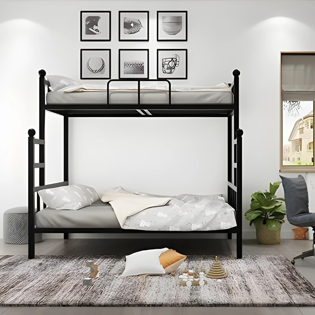 Citrine Metal Bunk Bed in Black Color