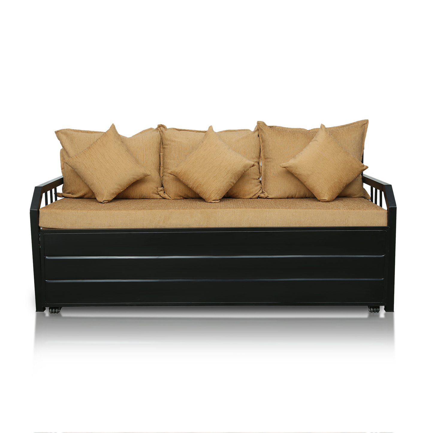 Black Orchid Hydraulic Storage Metal Sofa Bed with Mattress & Pillow (Color - Camel)