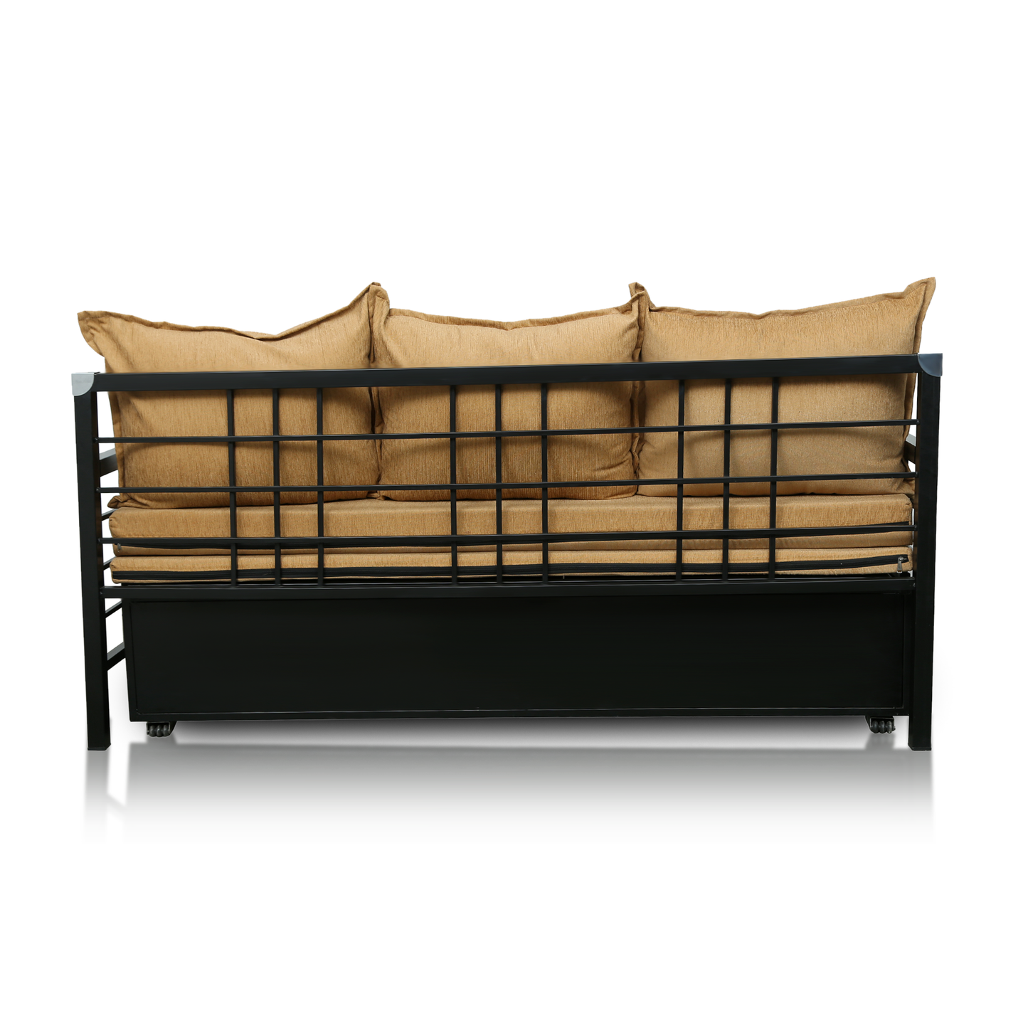 Black Orchid Hydraulic Storage Metal Sofa Bed with Mattress & Pillow (Color - Camel)
