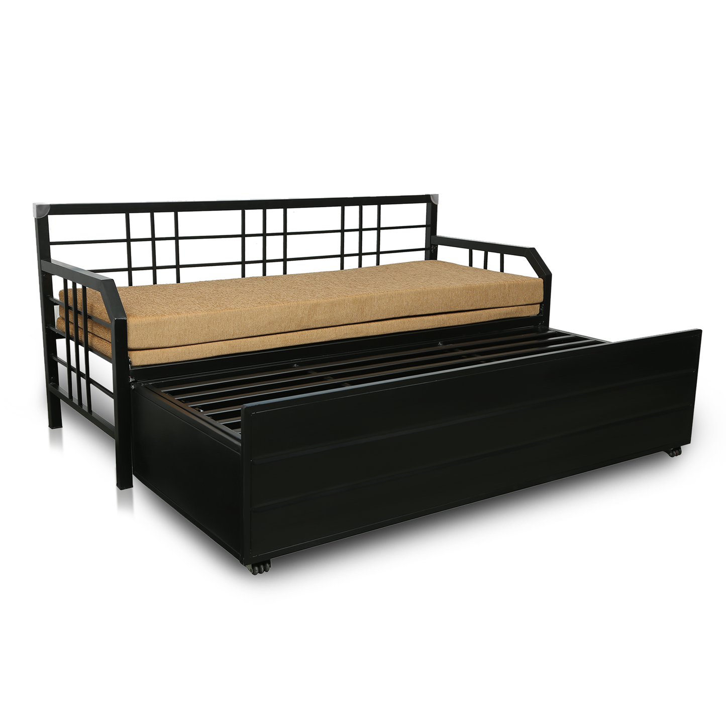 Black Orchid Hydraulic Storage Metal Sofa Bed with Mattress & Pillow (Color - Camel)