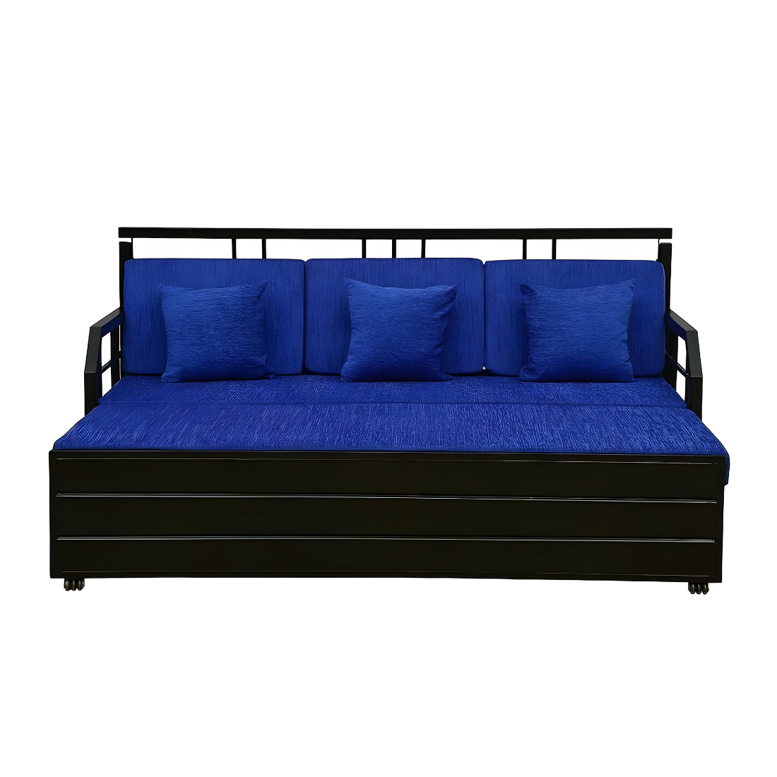 Black Orchid Hydraulic Storage Metal Sofa Bed with Mattress & Pillow (Color - Blue)