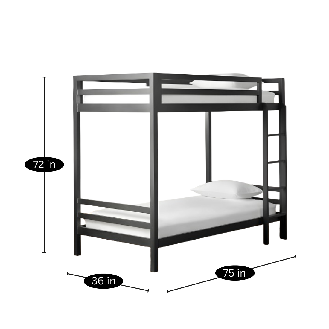 Evan Metal Bunk Bed in Black Color