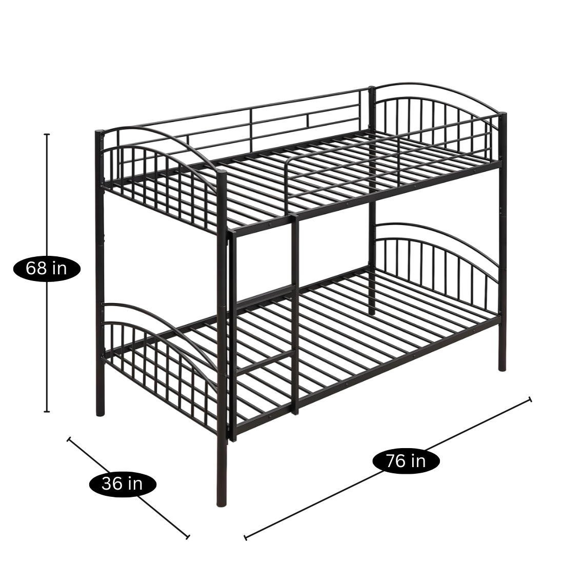 Jasper Metal Bunk Bed in Black Color