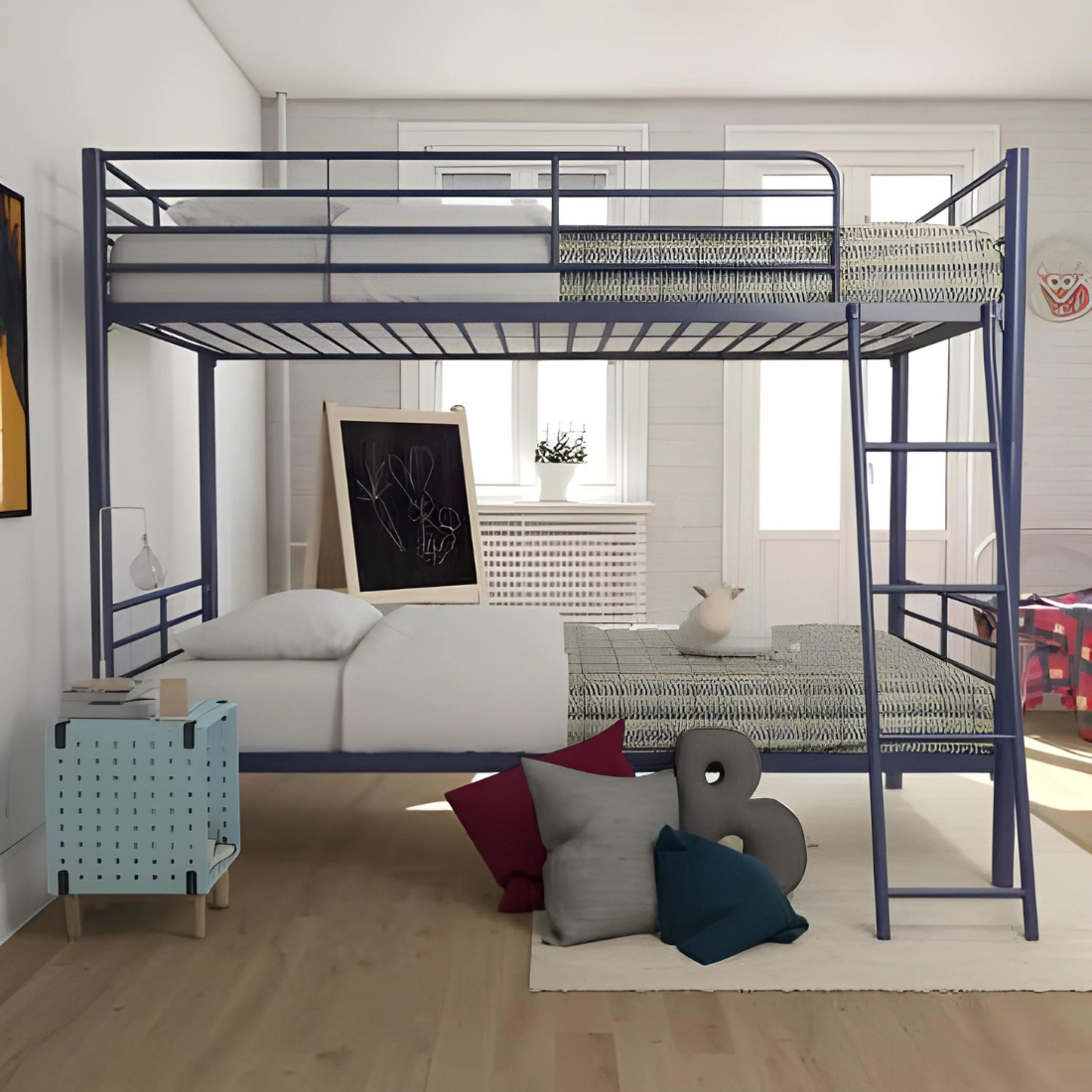 Rock Metal Bunk Bed in Blue Color