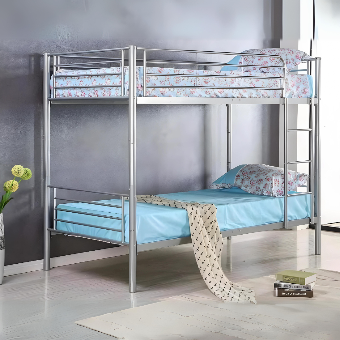 Maffie Metal Bunk Bed in Silver Color