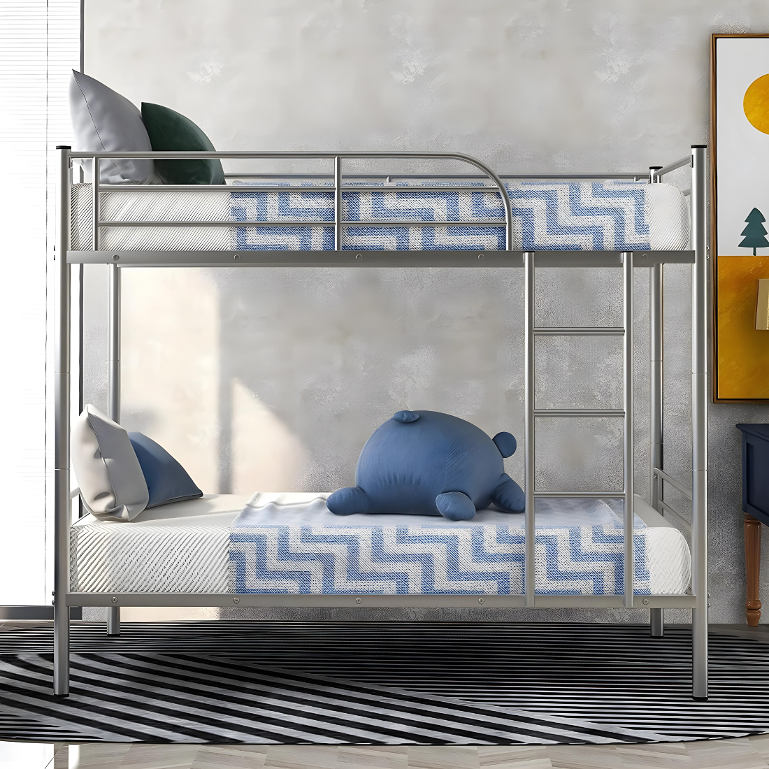 Maffie Metal Bunk Bed in Silver Color