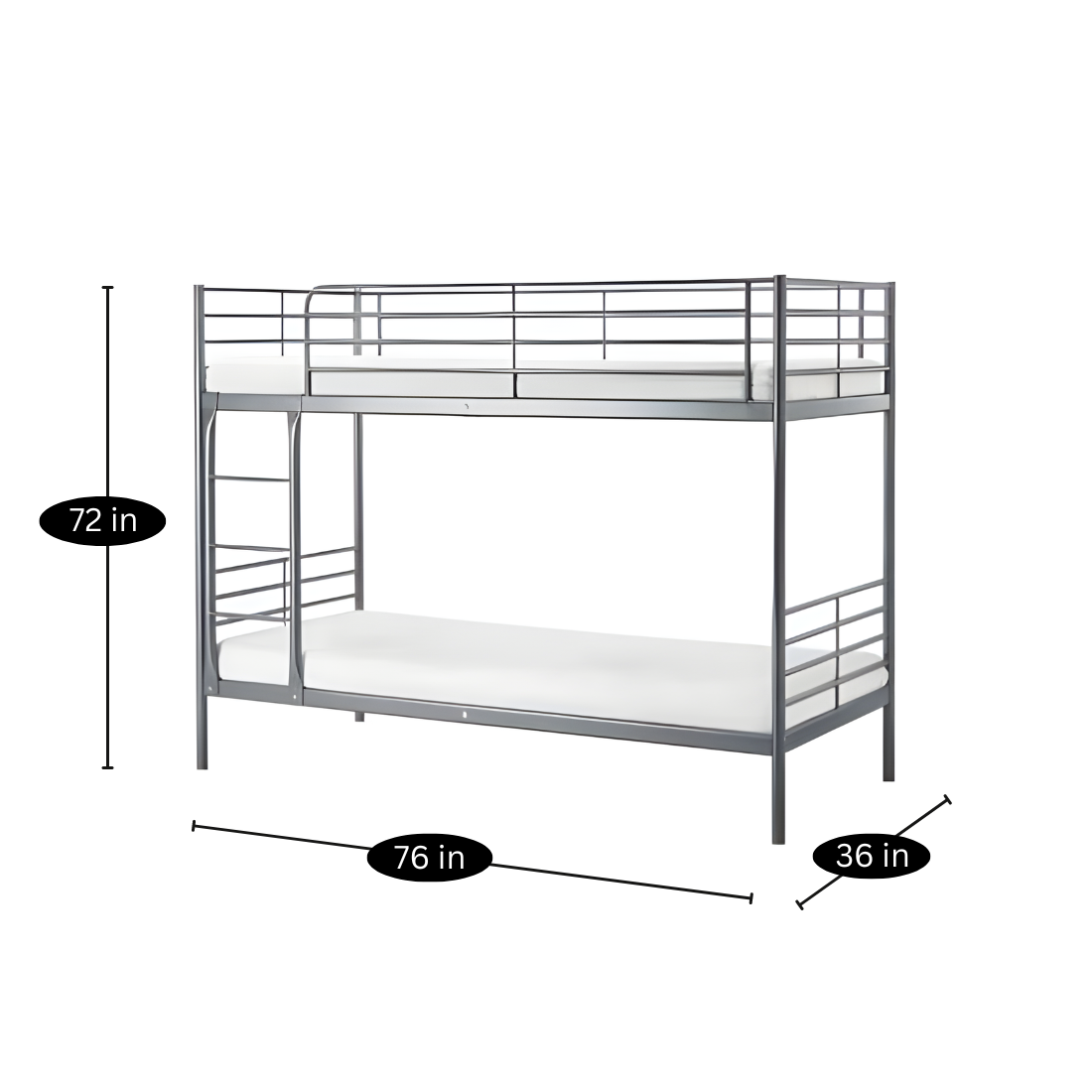 Maffie Metal Bunk Bed in Silver Color