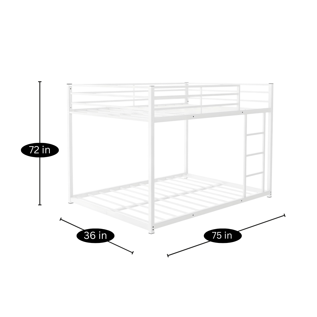 Marya Metal Bunk Bed in White Color