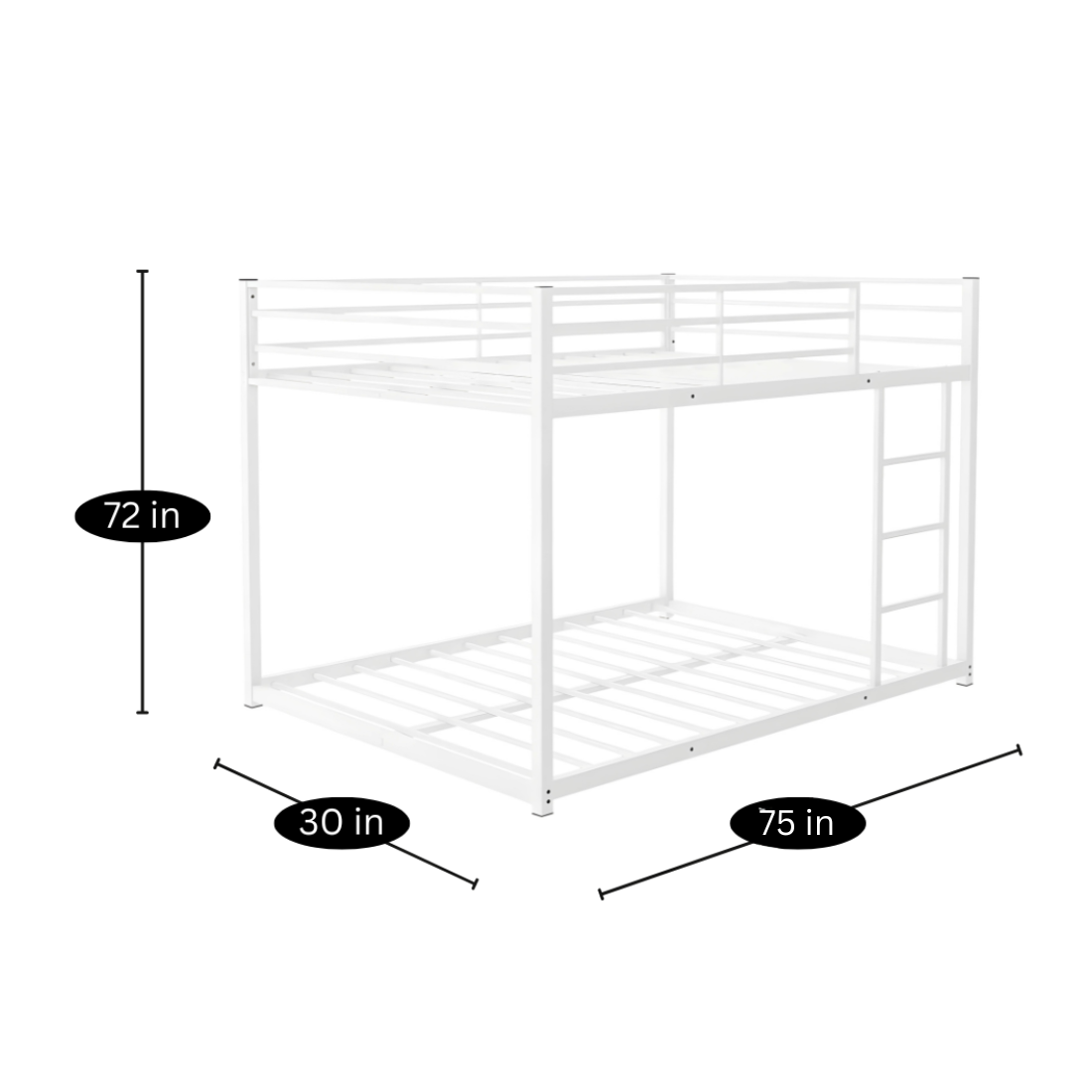 Marya Metal Bunk Bed in White Color