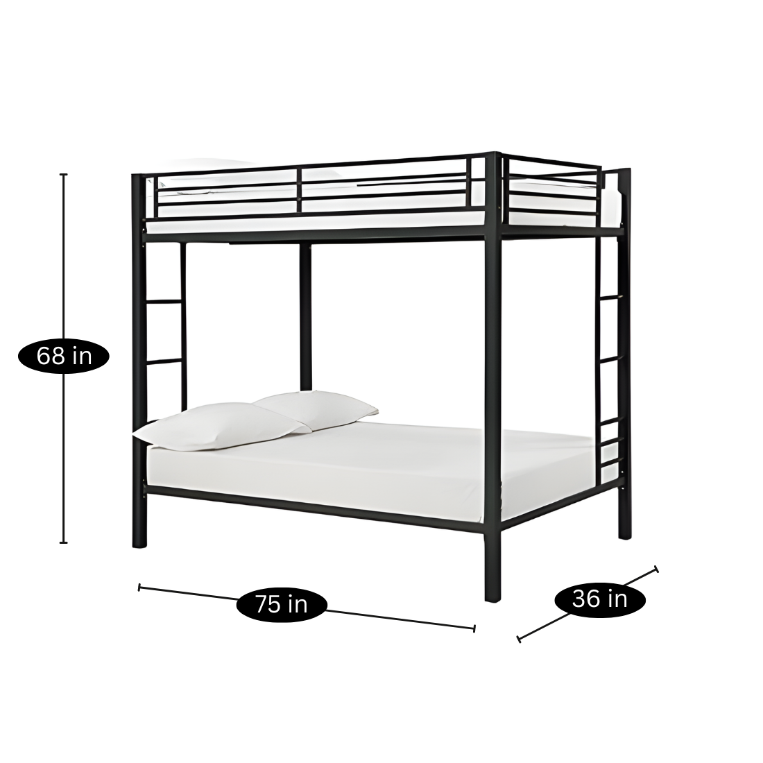 Peridot Metal Bunk Bed in Black Color