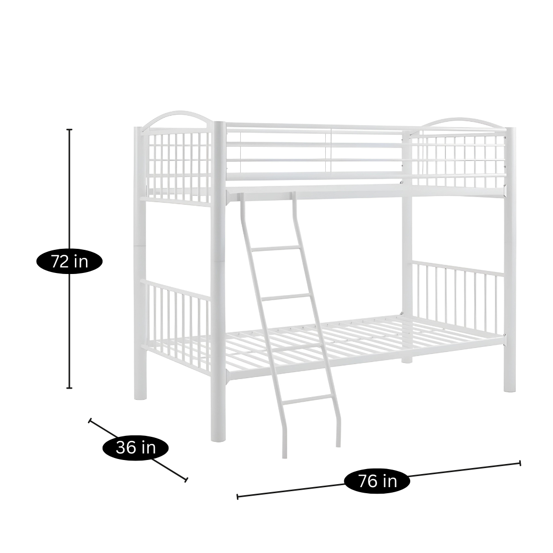 Moon Metal Bunk Bed in White Color