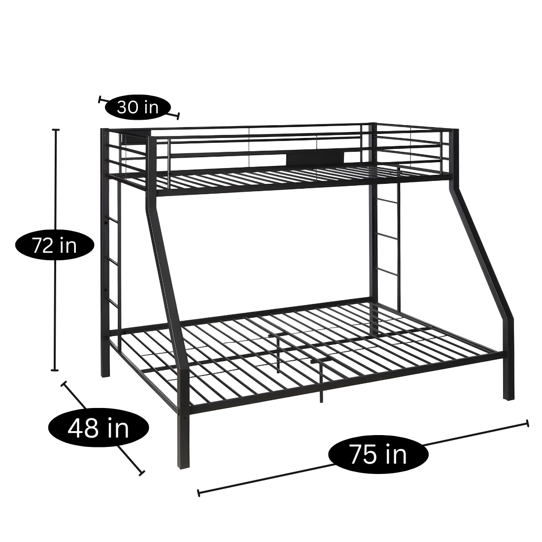 Prag Metal Bunk Bed in Black Color - Space Saving Metal Bunk Bed