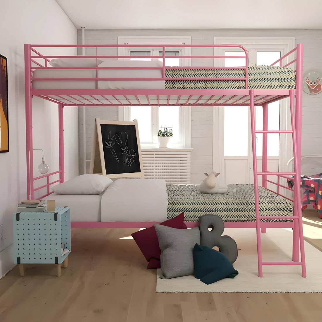 Manak Metal Bunk Bed in Pink Color