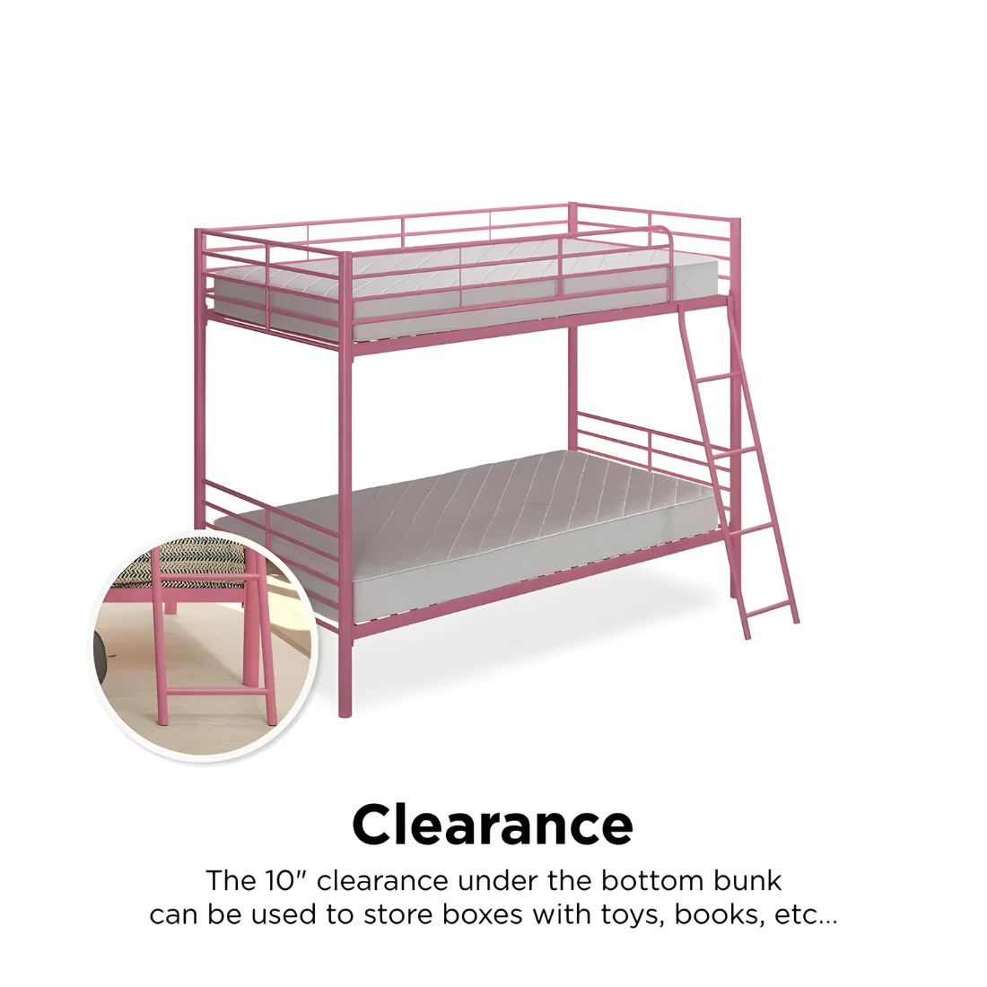 Manak Metal Bunk Bed in Pink Color