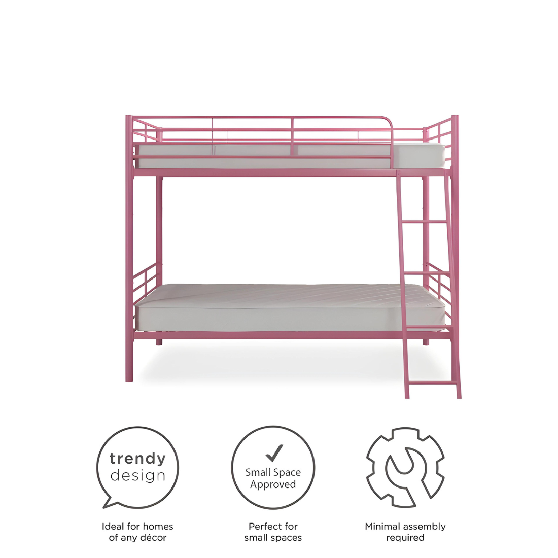 Manak Metal Bunk Bed in Pink Color