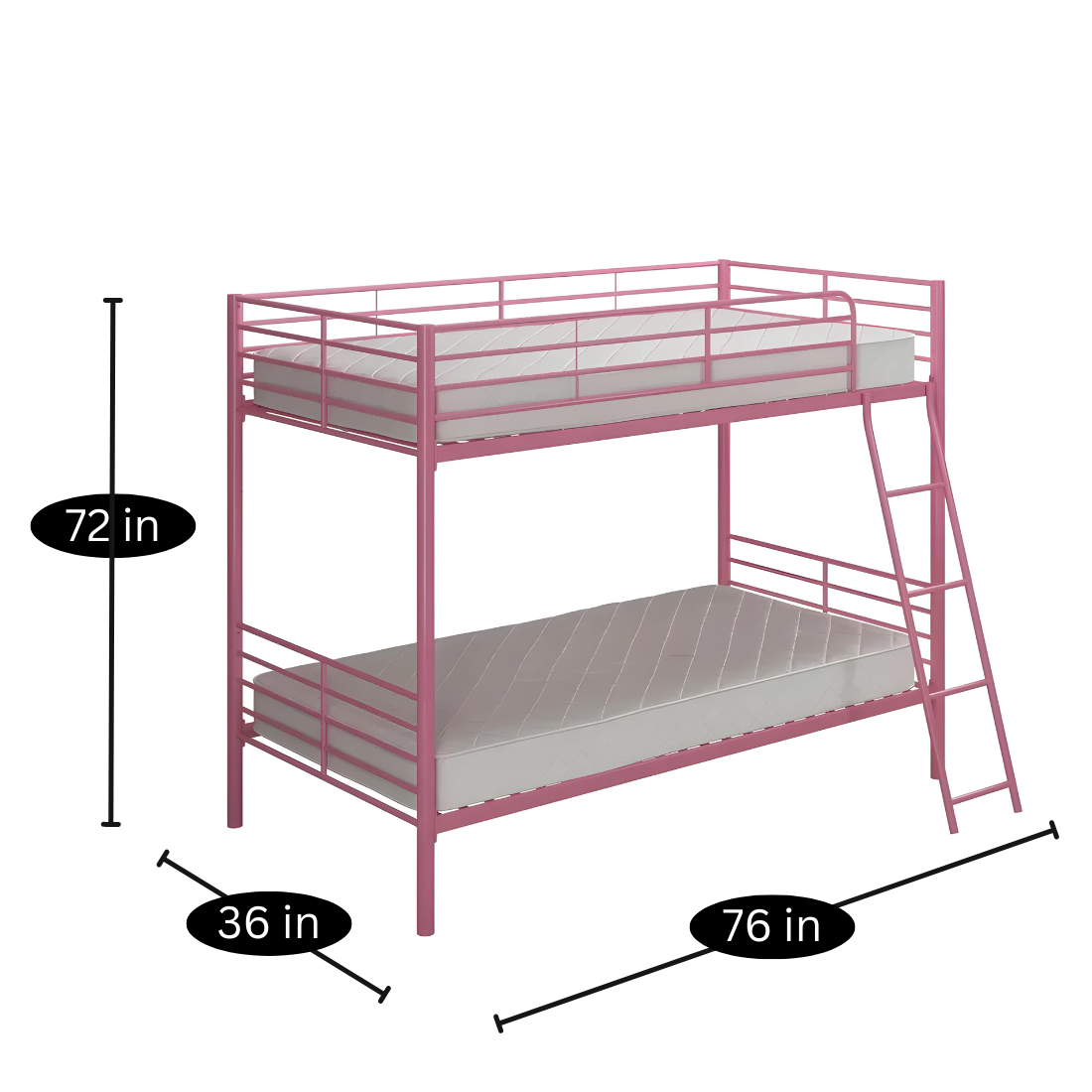 Manak Metal Bunk Bed in Pink Color