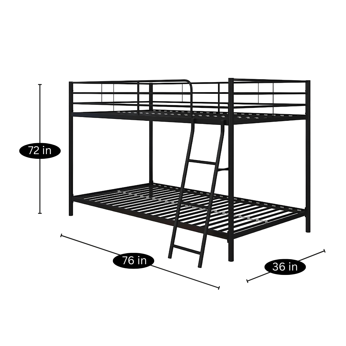 Cognus Metal Bunk Bed in Black Color