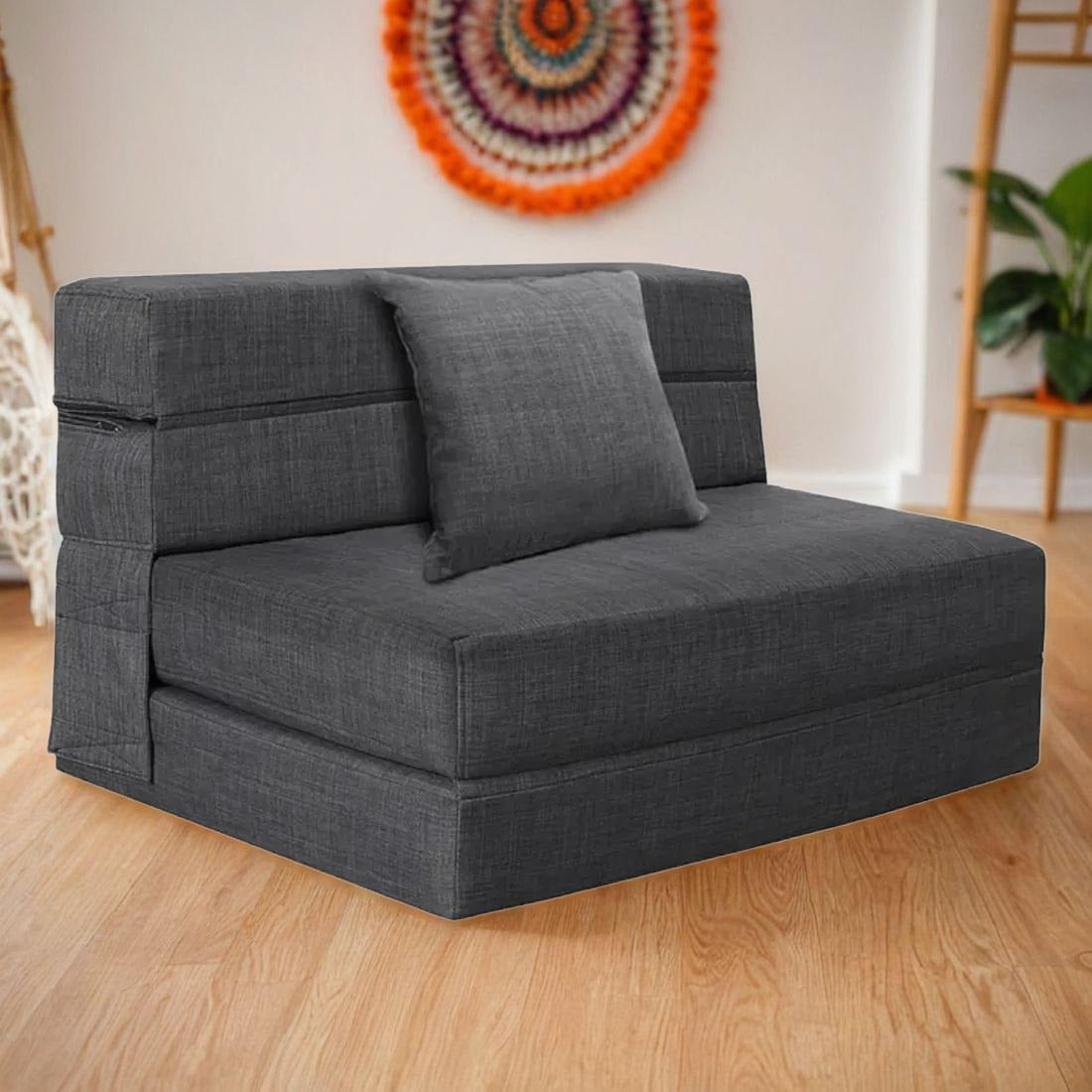 Folding Sofa Bed Tri Fold Cushion Chair Galina Grey Foldable