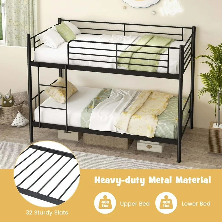 Callan Metal Bunk Bed in Black Color - Space Saving Metal Bunk Bed