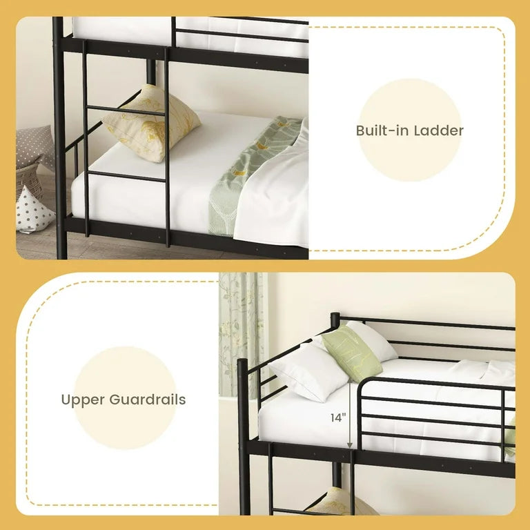 Callan Metal Bunk Bed in Black Color - Space Saving Metal Bunk Bed