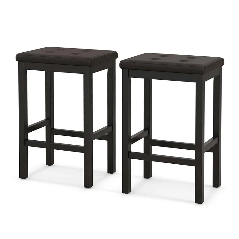 Blake Black Ottoman Metal Stool with Black Cushion
