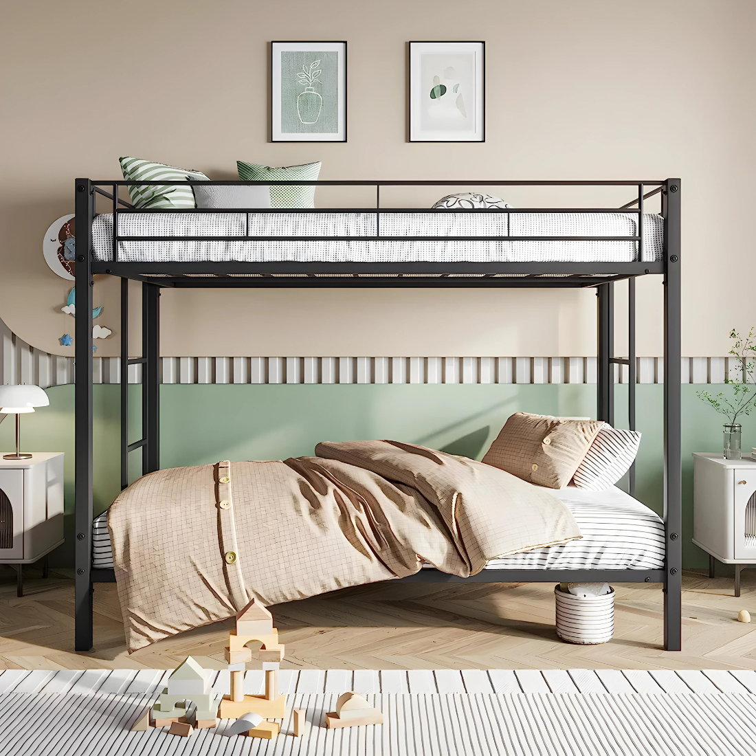 Lapis Metal Bunk Bed in Black Color