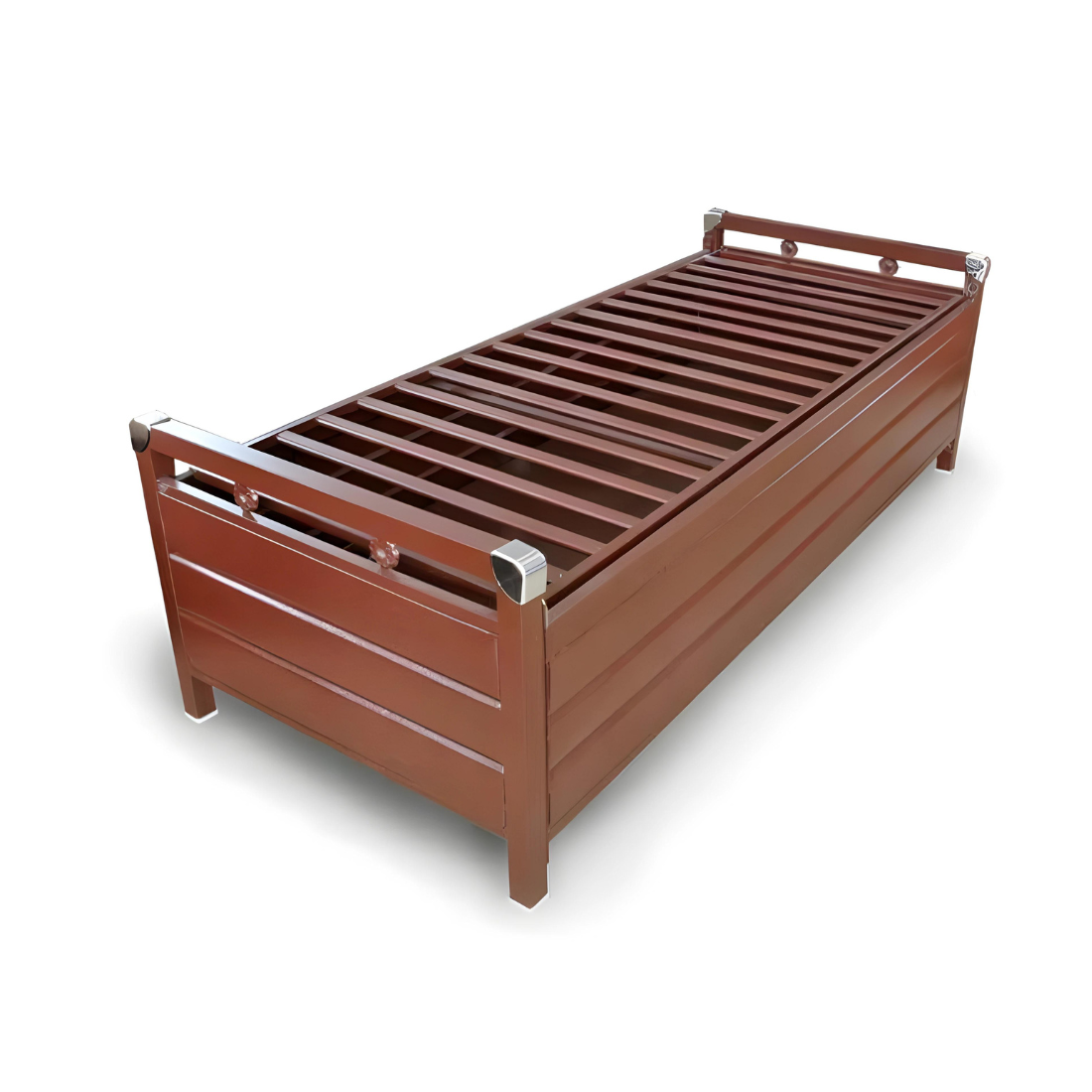 Posca Hydraulic Storage Metal Diwan Bed (Color - Brown)