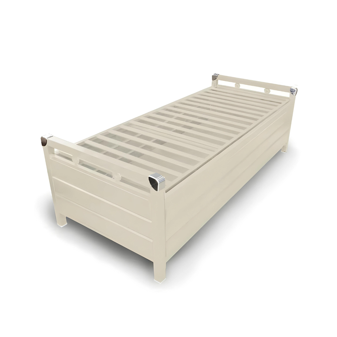 Posca Hydraulic Storage Metal Diwan Bed (Color - White)