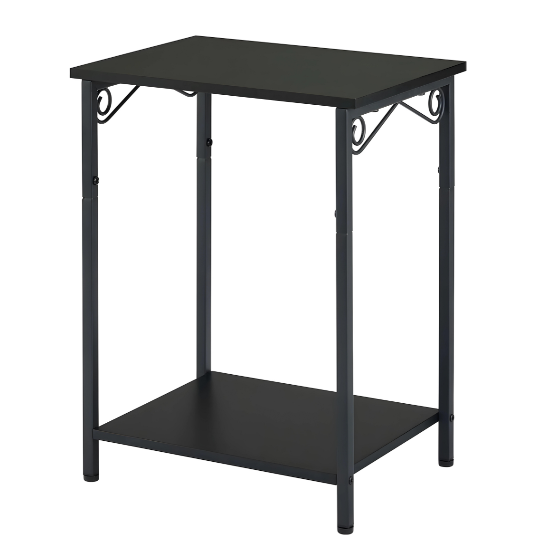Designer Metal Side Table in Black Finish and Powder Coating with Wooden Top