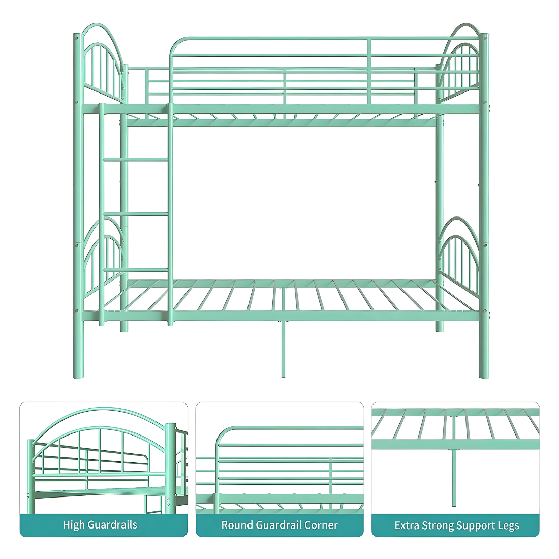 Lantern Metal Bunk Bed in Green Color
