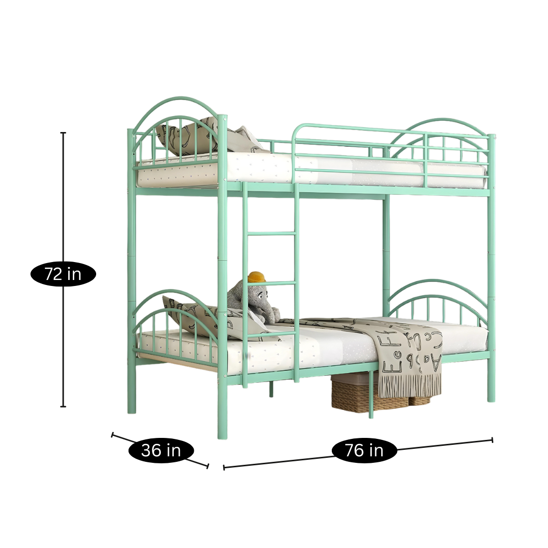 Lantern Metal Bunk Bed in Green Color