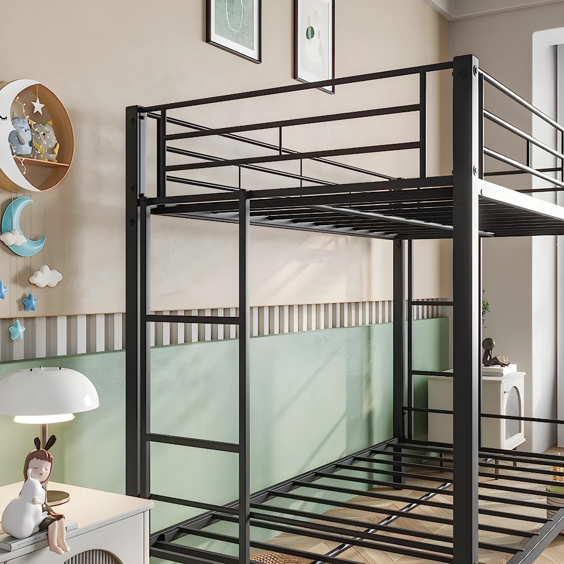 Lapis Metal Bunk Bed in Black Color