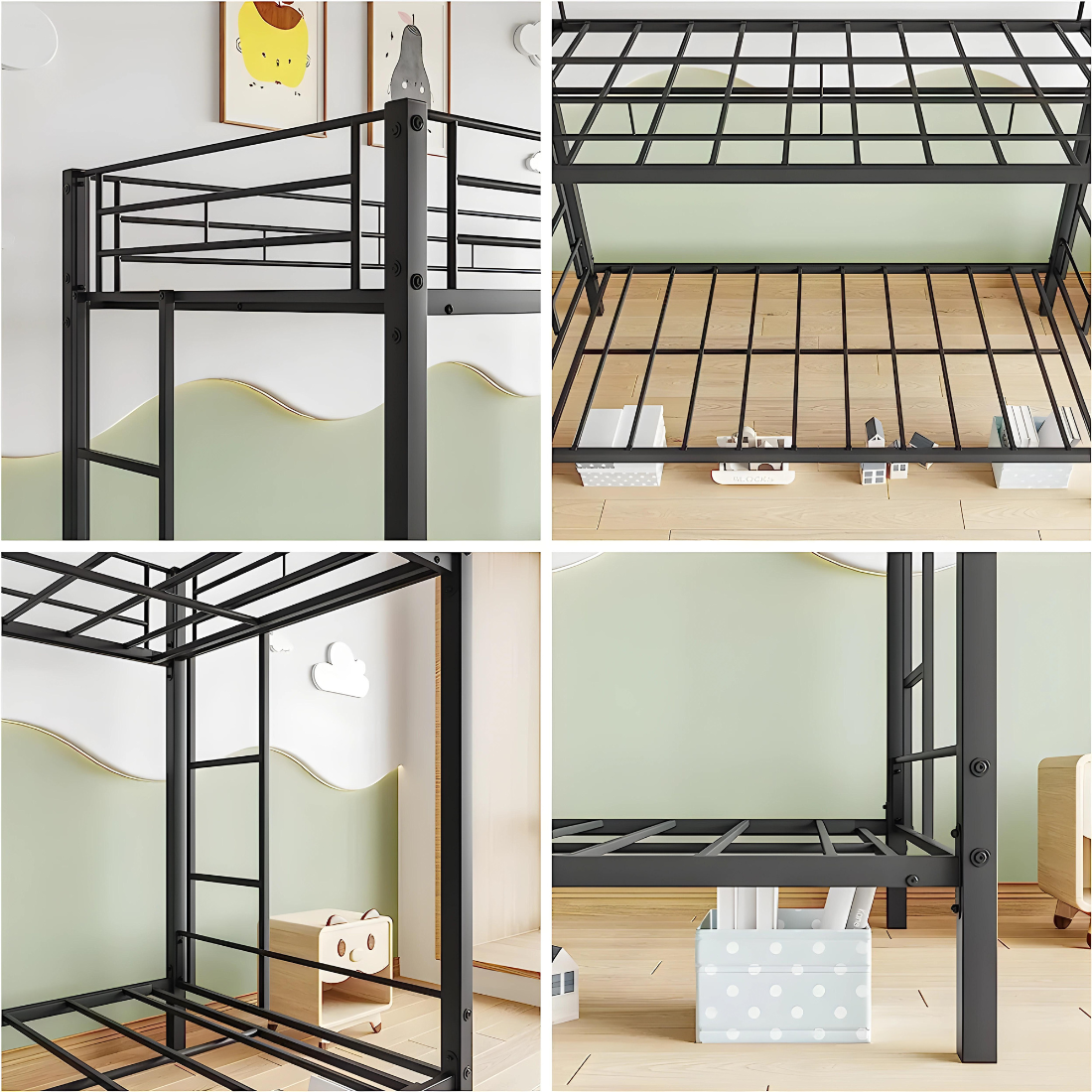 Lapis Metal Bunk Bed in Black Color