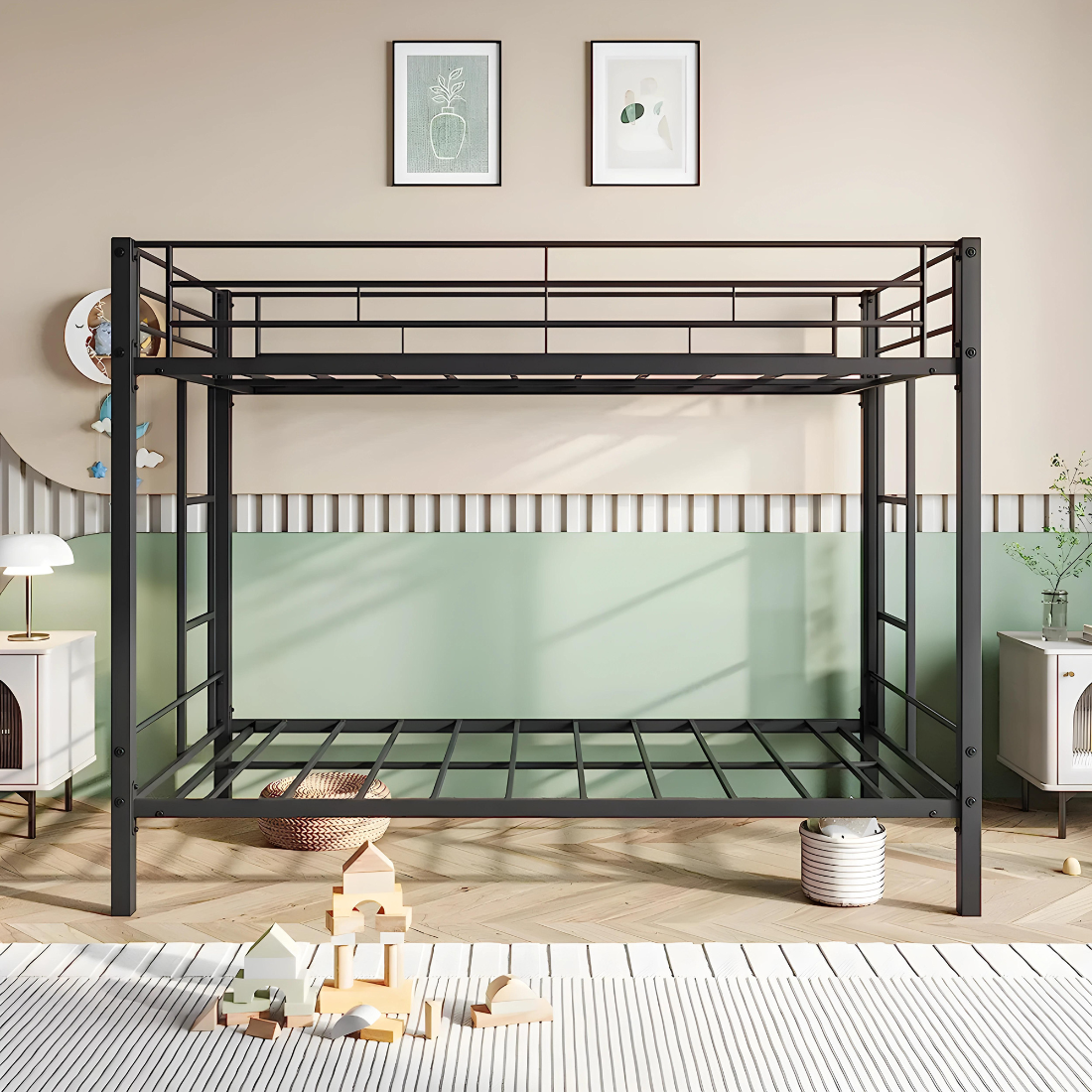 Lapis Metal Bunk Bed in Black Color