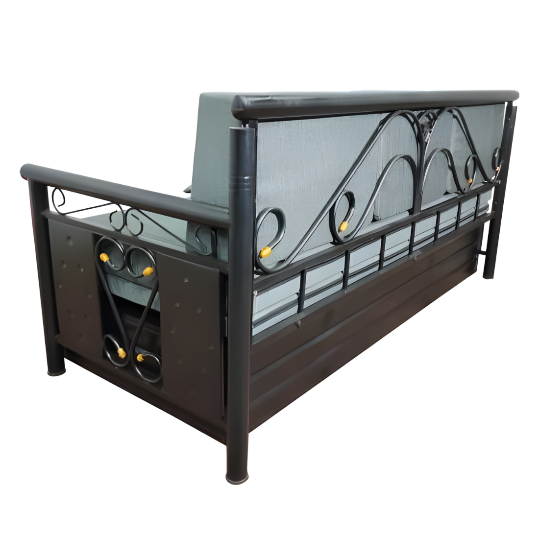 Black Crossandra Hydraulic Storage Sofa Cum Bed with Mattress & Pillow (Color - Grey)