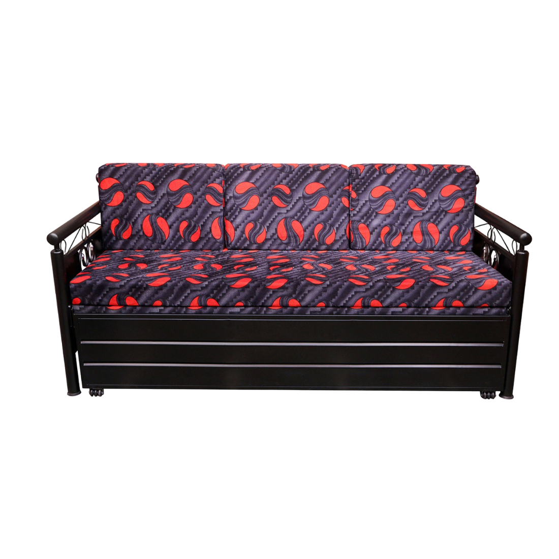 Black Crossandra Hydraulic Storage Metal Sofa Bed with Mattress & Pillow (Color - Multi)