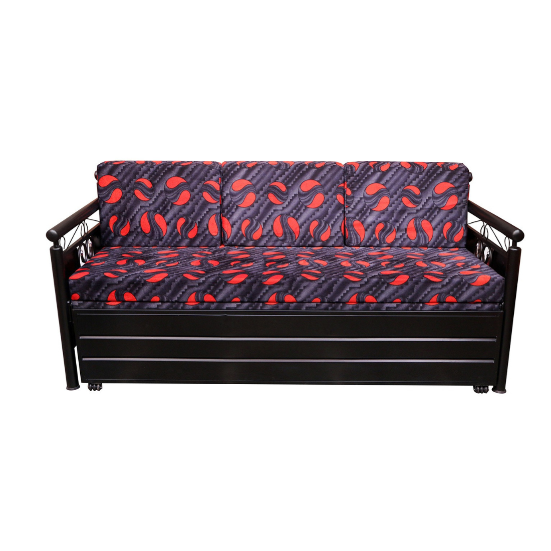 Black Crossandra Hydraulic Storage Metal Sofa Bed with Mattress & Pillow (Color - Multi)