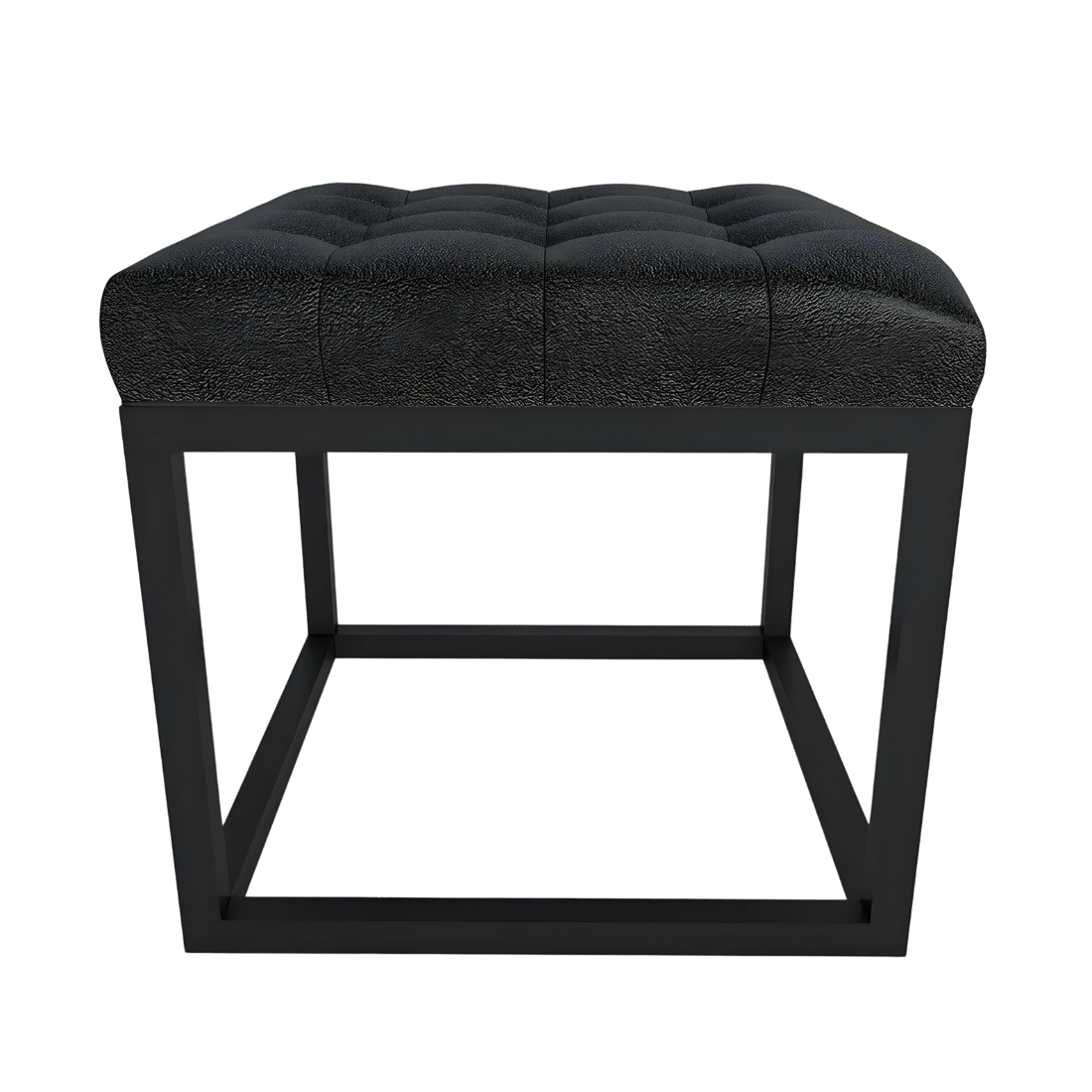 Emma Black Ottoman Metal Stool with Black Cushion