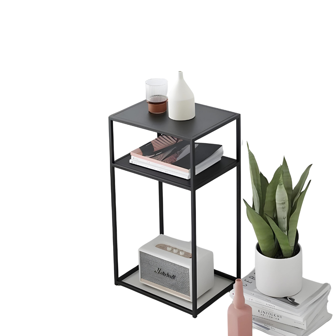 Multi Purpose Metal Stand in Black Finish and Powder Coating - Metal Side Stand